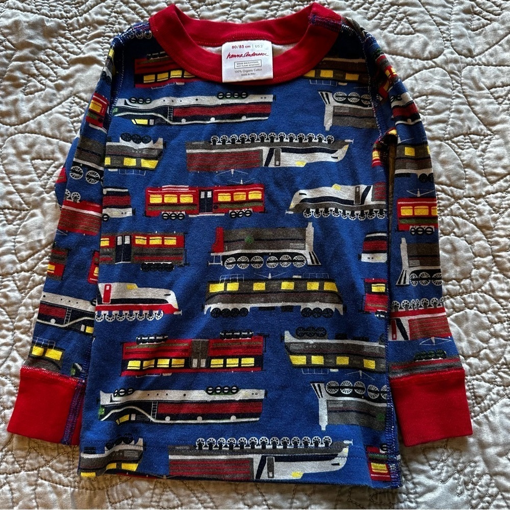 🌟3/$20🌟 Hanna Andersson Train PJ Top Pajamas Organic Cotton size US 2